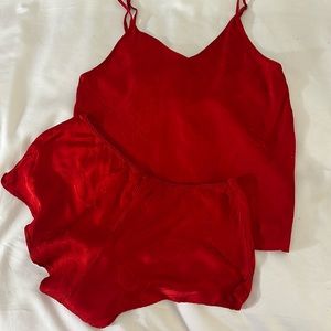 Victoria secret silk sleep set in red